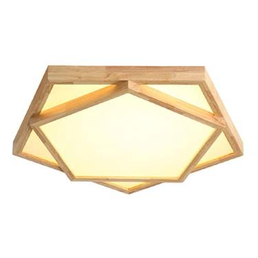 Imagem de Lustre de madeira maciça de geometria criativa, luminária de teto para quarto, luminária nórdica de madeira para sala de estar, luminária de estudo e lanternas japonesas de personalidade, vi
