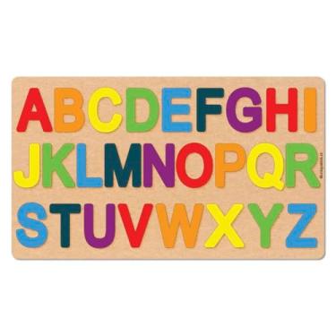 Imagem de Alfabeto Montessori Jogo De Encaixe Interativo MDF UniqueKids