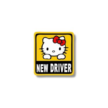 Imagem de Novo adesivo de motorista – decalque kawaii fofo para carro de motorista iniciante | para-choque de vinil à prova d'água e placa de segurança de janela, presente adorável de acessórios de carro (CAT)
