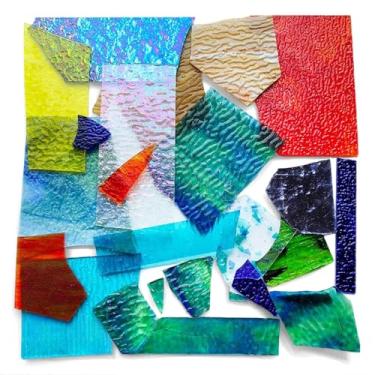 Imagem de LDHHYH Retalhos de vitrais irregulares de 2 kg, folhas de vitrais coloridos, suprimentos de mosaico transparente para artesanato, projetos de arte DIY, formas irregulares e cores mistas