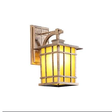 Imagem de Luminária de parede externa vintage, luminária de parede à prova d'água, luminária de parede externa retrô de alumínio com vidro para iluminação de jardim, pátio, garagem, varanda (cor: bron