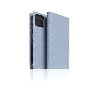 Imagem de SLG D8 Capa carteira de couro de flor integral para iPhone 12 Mini - estilo diário feito à mão com porta-cartões e bolso lateral para dinheiro, caixa de presente incluída (azul pó)