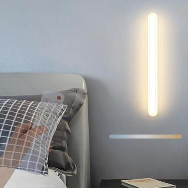 Imagem de Luminária de parede LED com controle remoto, moderna, longa, regulável, luminária de parede de alumínio acrílico, 3000k-6000k, varanda, restaurante, quarto, sala de estar, iluminação decorat