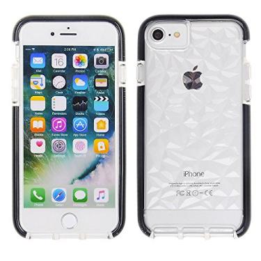 Imagem de Cube Capa de celular para Apple iPhone 8/7 / 6s / 6 - à prova de arranhões e resistente a choques, capa de TPU texturizada preta transparente com amortecedor preto