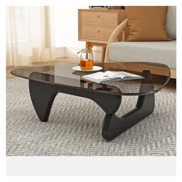 Imagem de Mesa de centro moderna mesa de centro criativa de vidro para chá, apartamento pequeno, sala de estar, casa, mesa de chá pequena transparente de madeira sólida simples moderna mesa auxiliar de café (A)