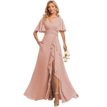 Imagem de Vestido de dama de honra Deamify Plus Size Chiffon A-line 2025 Dusty R