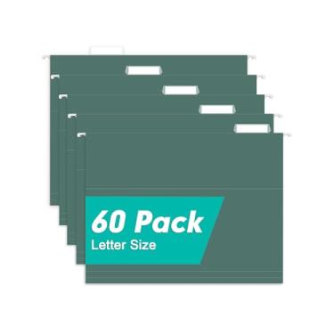 Imagem de HERKKA Pastas de arquivo suspensas de capacidade extra, pacote com 60 pastas suspensas reforçadas tamanho carta com expansão resistente de 0 polegadas, projetadas para arquivos volumosos, verde