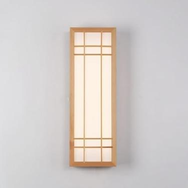Imagem de Luz De Parede Retrô Japonesa, Arandela De Parede Decorativa De Madeira Maciça Com Sombra Acrílica, Luminária De Parede Retangular De Madeira Com Iluminação De Estilo Indu, Dimming, 80CM
