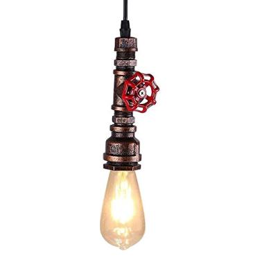Imagem de YQSLQZZ Lustre de tubulação de água industrial, luminária pendente vintage Steampunk, restaurante, bar, cozinha, ilha, iluminação decorativa, 1 lustre de luz, altura ajustável