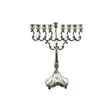 Imagem de Castiçal vintage decoração de casamento candelabro nórdico metal decoração de casa castiçal 9 ramos cor prateada (D 29 x 22 cm)