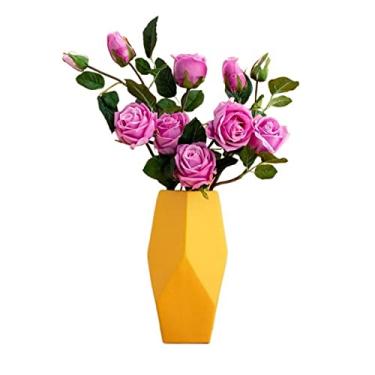 Imagem de Conjunto de buquê de simulação de flores falsas com vaso arranjo simples de rosas para mesa flores artificiais ornamentos decorativos flores para decoração (cor: 1) (D)