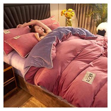 Imagem de Conjunto de capa de colcha de flanela 1/3 pçs super macio grosso adulto crianças com fronha king size conjunto de cama têxteis domésticos de luxo capa de edredom completo (cor: conjunto 3, tamanho