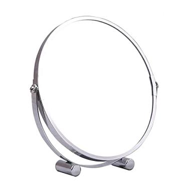 Imagem de Espelho pequeno, espelho de maquilhagem, espelho de beleza frente e verso para secretária, ampliação 3X, espelho cosmético, giratório de 360°, espelho de casa de banho, espelho de maquilhagem (cor