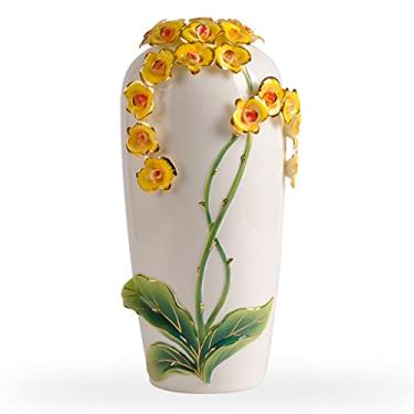 Imagem de Vaso de cerâmica enfeite de vaso de cerâmica para sala de estar arranjo de flores criativo decoração de casa artesanato armário de TV ornamento de inauguração de casa novos vasos de presente para