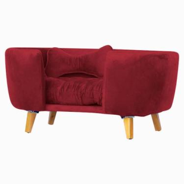 Imagem de Poltrona Cama Pet Hanna Estofada Tecido Veludo Divini Decor, Vermelho