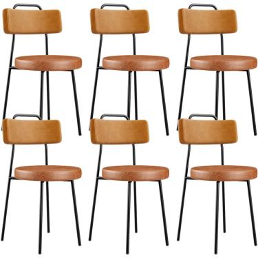 Imagem de Kit 06 Cadeiras Decorativas Estofada Para Sala Jantar Barcelona L02 Couríssimo Whisky Camel - Lyam