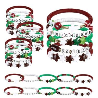 Imagem de Landical Conjunto de 30 pulseiras esportivas de futebol americano para adolescentes e adultos pulseiras elásticas da amizade para eventos esportivos, dia de jogo, acessórios para mães, lembrancinhas