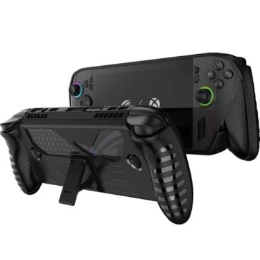 Imagem de NINKI Capa de silicone para ASUS ROG Xbox Ally X com suporte, à prova de choque, antiarranhões, antiderrapante, capa protetora de silicone TPU para ASUS ROG Xbox Ally X 2025, capa com suporte, preta