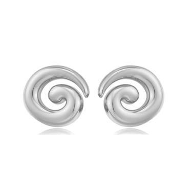 Imagem de Brincos em espiral para mulheres, moda declaração, espiral, grosso, vintage, brinco geométrico, redondo, metal, hipoalergênico, banhado a ouro, delicado, design clássico, joia de praia de verão, Small