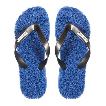Imagem de Chinelo Casual Conforto Masculino indicado para pessoas que sofrem com Fascite Plantar, esporão de calcâneo, Hiperidrose PLantar e Neuroma de Morton, além disso, dá a sensação de estar pisando em um tapete macio. (Azul Royal, BR, Adulto, Faixa Numérico, 41, 42)