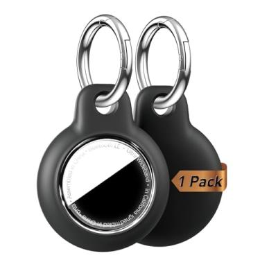 Imagem de MOLOSLEEVE [1 unidade] Capa para AirTag, capa à prova d'água e à prova de choque com chaveiro para Apple para AirTag, acessório antiarranhões para mochila, bolsa, bagagem (preto)