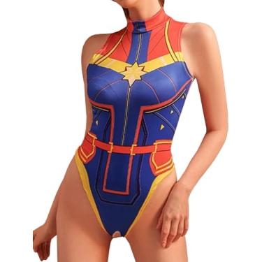 Imagem de Conjunto de lingerie feminina sexy recortada para cosplay body 5 peças com meia (azul vermelho, tamanho único)