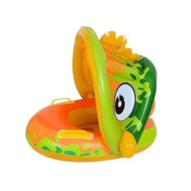 Imagem de Boia Infantil com Cobertura Solar UV para Bebê – Proteção contra Raios Solares, Design Divertido, Assento Seguro e Cobertura Removível para Piscina e Praia (Dinossauro/Verde)