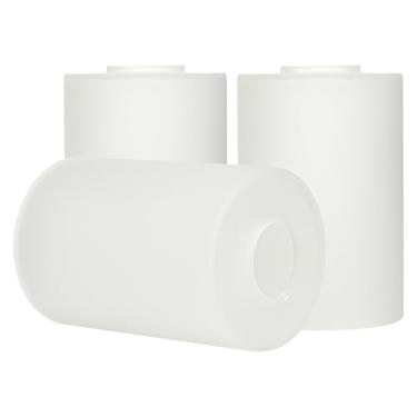 Imagem de GoldSwift Pacote com 3 globos de substituição de vidro fosco transparente e sombra para luminárias, 15,24 cm de altura, tampa de lâmpada de vidro cilíndrico leve macia para lustre de arandelas de parede, ajuste de 1-5/8"