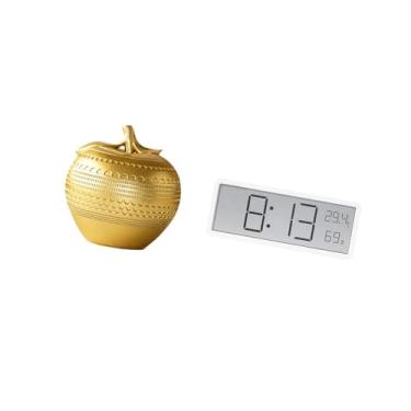 Imagem de Fenteer Escultura Moderna de Resina com Visor de Relógio Digital, Temperatura E Umidade para Mesa, Estante, Sala de Jantar, Quarto, Escritório