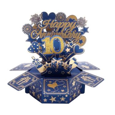 Imagem de Happy Anniversary Cartão Pop-up, Cartões Aniversário Casamento 3D Coloridos com Envelopes Caixa de Aniversário Pop-up Legal para Homens Mulheres(10)