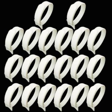 Imagem de 20 peças de abraçadeiras de nylon liberáveis loop wrap pacote tie t-type organizadores de cabos rede fio adesivo correias fixadoras, branco