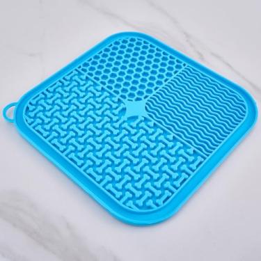 Imagem de Tapete de comida de cachorro, tigela de alimentação de silicone com superfície multitextura, jogo americano quadrado para animais de estimação