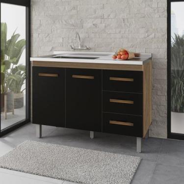 Imagem de Balcão Rosa 2 Portas 3 Gaveta Cozinha MB1 120cm - Doce Sonho Móveis, S