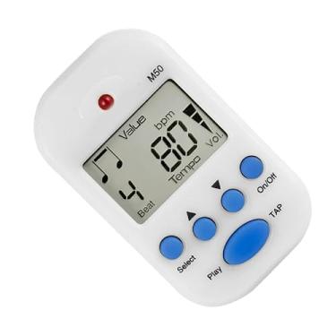 Imagem de RiToEasysports Mini Metrônomo Eletrônico Portátil, Função de Batida, Abs Resistente a Arranhões para Guitarra, Piano, Violino M50 para Amantes de Música (Branco)