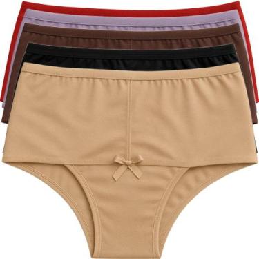 Imagem de Kit Calcinha Feminina 5 Unidades Cintura Alta Básica Confortável Cós A