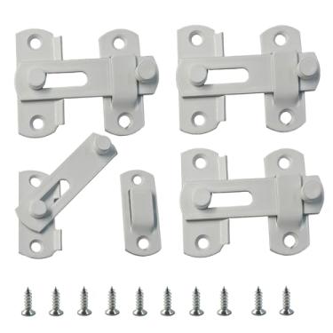 Imagem de PDETVEO 4 peças 70 mm/2,75" trava de porta de celeiro, trava flip de 180° para portas deslizantes, travas de portão de segurança para privacidade do banheiro, armário, porta de animal de estimação