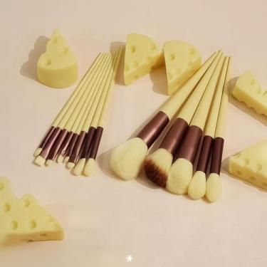 Imagem de 13 pincéis de maquiagem, corretivo de blush, delineador de sombra, kit de pincéis de maquiagem (amarelo)