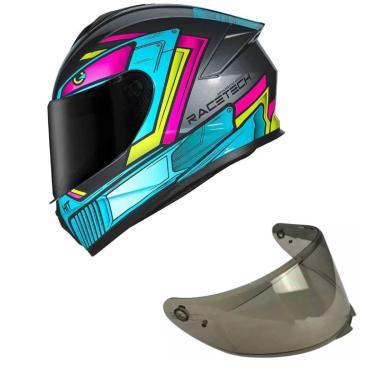 Imagem de Capacete Race Tech Hit Android Cinza e Rosa Mais Viseira Fumê-Feminino
