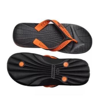 Imagem de Chinelo Masculino Alcalay Numeração Especial, Preto, Laranja, 45/46
