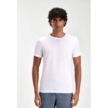 Imagem de Camiseta Docthos Slim Manga Curta Malha Textura Listrada, 001 branco, 