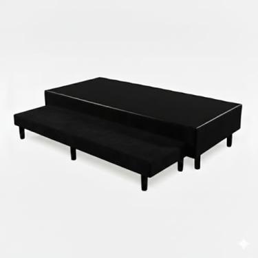 Imagem de Base Cama Box Solteiro Com Cama Auxiliar Conjugada (Suede, Preto)