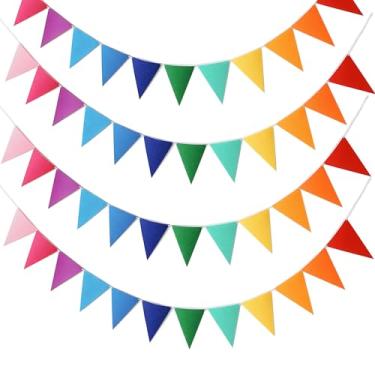 Imagem de BAOBAOJOY 48 faixas de galhardete arco-íris, bandeiras coloridas triangulares para festa de aniversário, chá de bebê, casamento, sala de aula e decorações ao ar livre, bandeiras triangulares