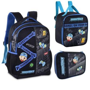 Imagem de Kit Mochila Brancoala de Costas Lancheira e Estojo Box Escolar Passeio