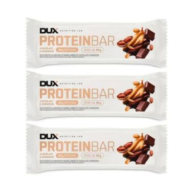 Imagem de Kit 3 barra de proteina com 20g proteina chocolate e amendoim dux 60g