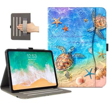 Imagem de Lokigo Capa para iPad Air de 13 polegadas (M3/M2) 2025/2024, capa azul petróleo para iPad Pro de 12,9 polegadas 6ª/5ª/4ª/3ª com suporte para lápis/alça de mão/bolso, suporte para Touch ID, suporte de