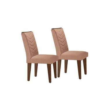 Imagem de Cadeira Sala De Jantar Londrina Madeira Kit 2 Un Capuccino/veludo Pérola - Rufato