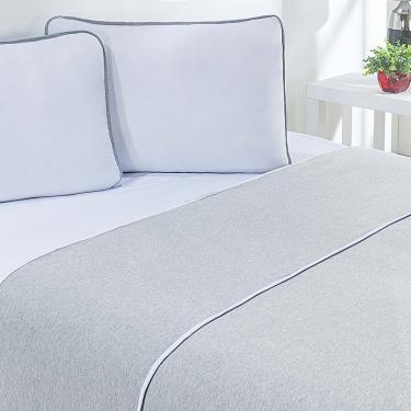Imagem de Jogo De Cama Malha Lençol 100% Algodão Urbano 4 Peças Casal - Branco/Mescla