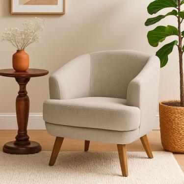 Imagem de Poltrona Dekorien Tamara Linho Decoração Linha Alta, Mescla Bege