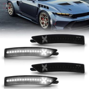 Imagem de Bestview Conjunto de luz marcador lateral estilo X compatível com Ford Mustang 2024 2025, lâmpadas de para-choque dianteiras e traseiras brancas pacote com 4 [PATENTE PENDENTE]