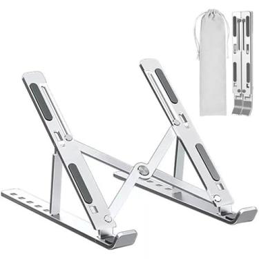 Imagem de Shaolong Suporte De Notebook De Alumínio Ajustável Para Notebook De 6 Ângulos Ajustável De Alumínio Dobrável E Ergonômico Para Desktop Compatível Com Macbook, Ipad, Hp, Dell, Lenovo 10-17 Polegadas